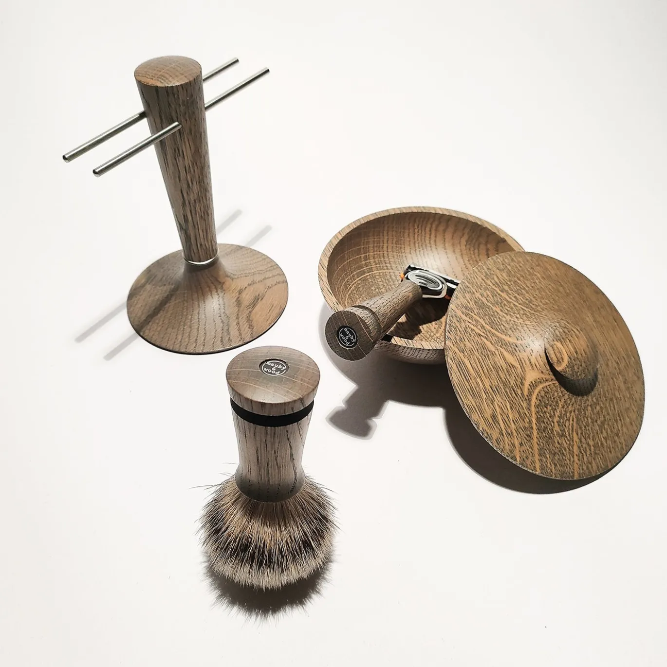 Set da barba in Rovere Gray