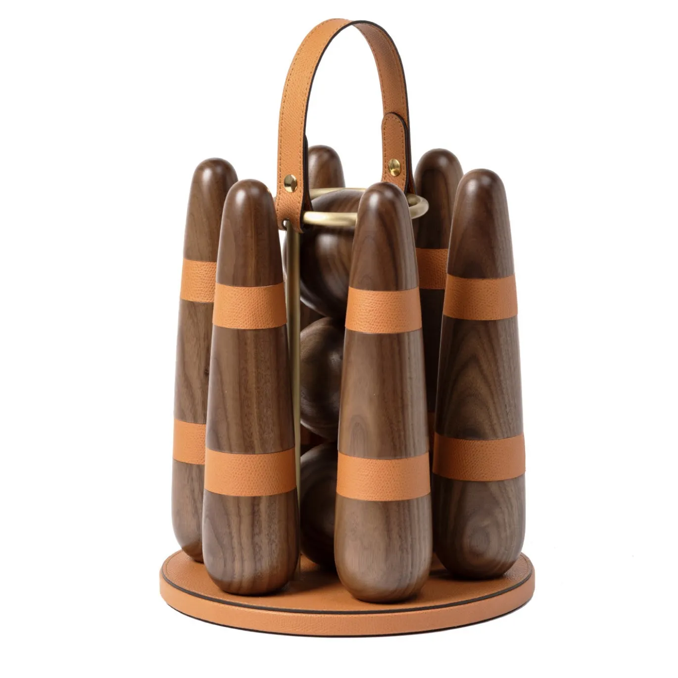 Set da Bowling in Pelle Arancione