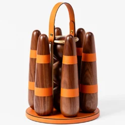 Set da Bowling in Pelle Arancione