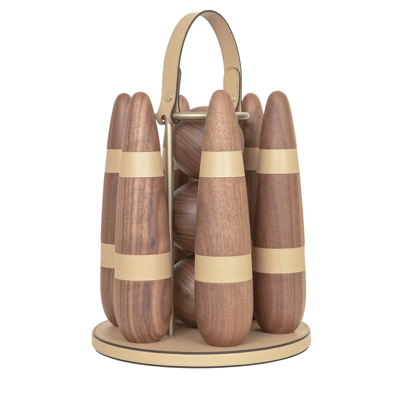 Set da Bowling in Pelle Marrone