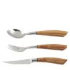 Set da 18 forchette, cucchiai e coltelli da bistecca in legno d’ulivo