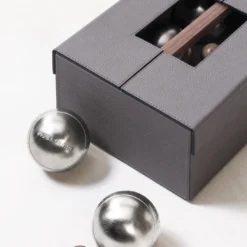 Set da Gioco Bocce in Pelle Grigia
