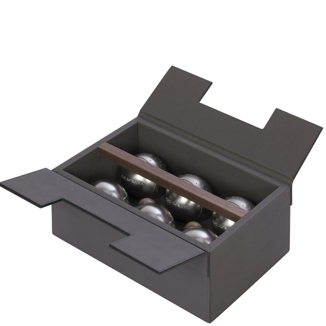 Set da Gioco Bocce in Pelle Grigia