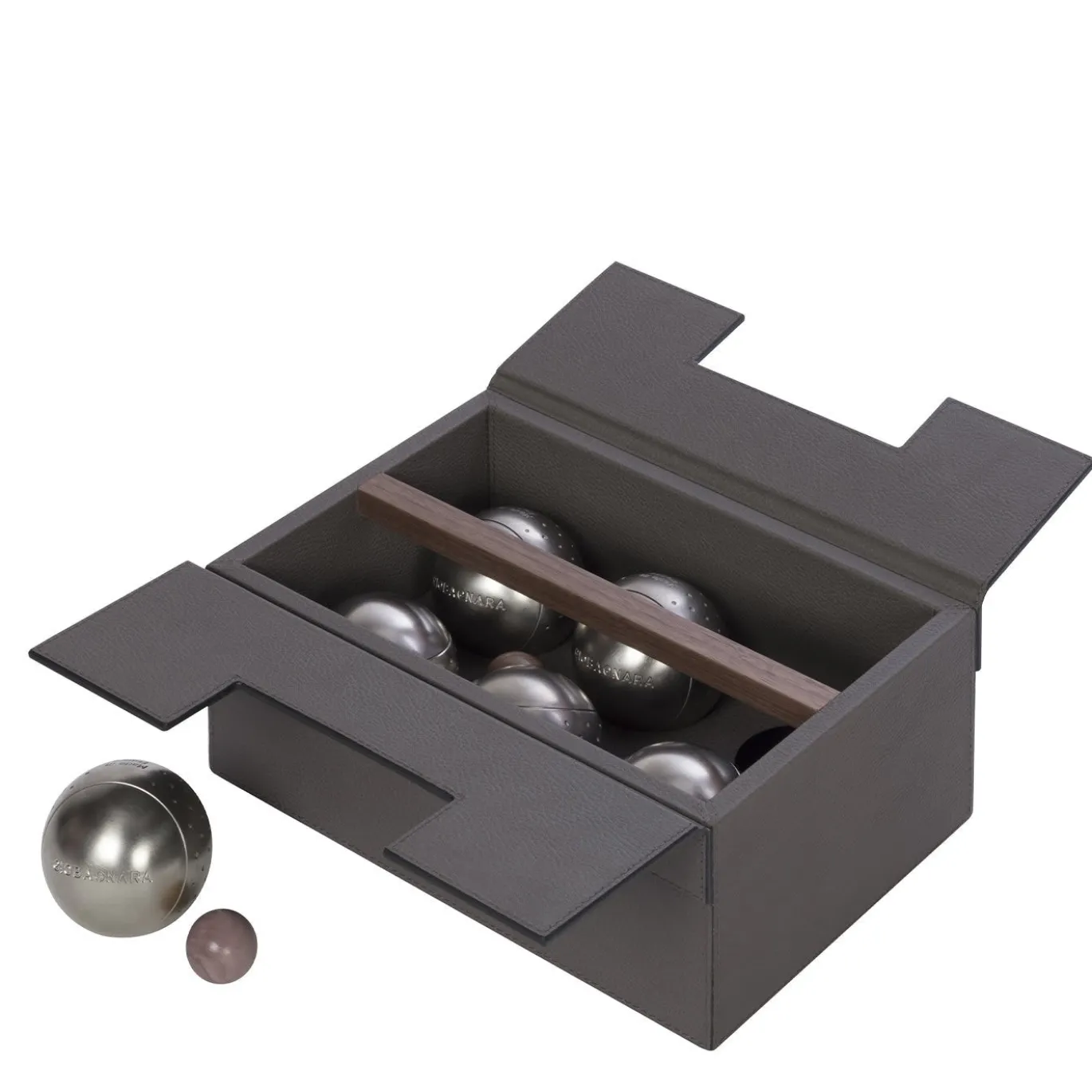 Set da Gioco Bocce in Pelle Grigia