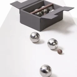Set da Gioco Bocce in Pelle Grigia