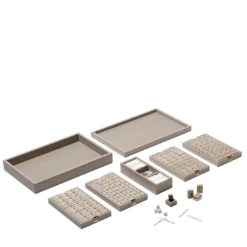 Set da Gioco Mahjong Lux in Pelle Beige