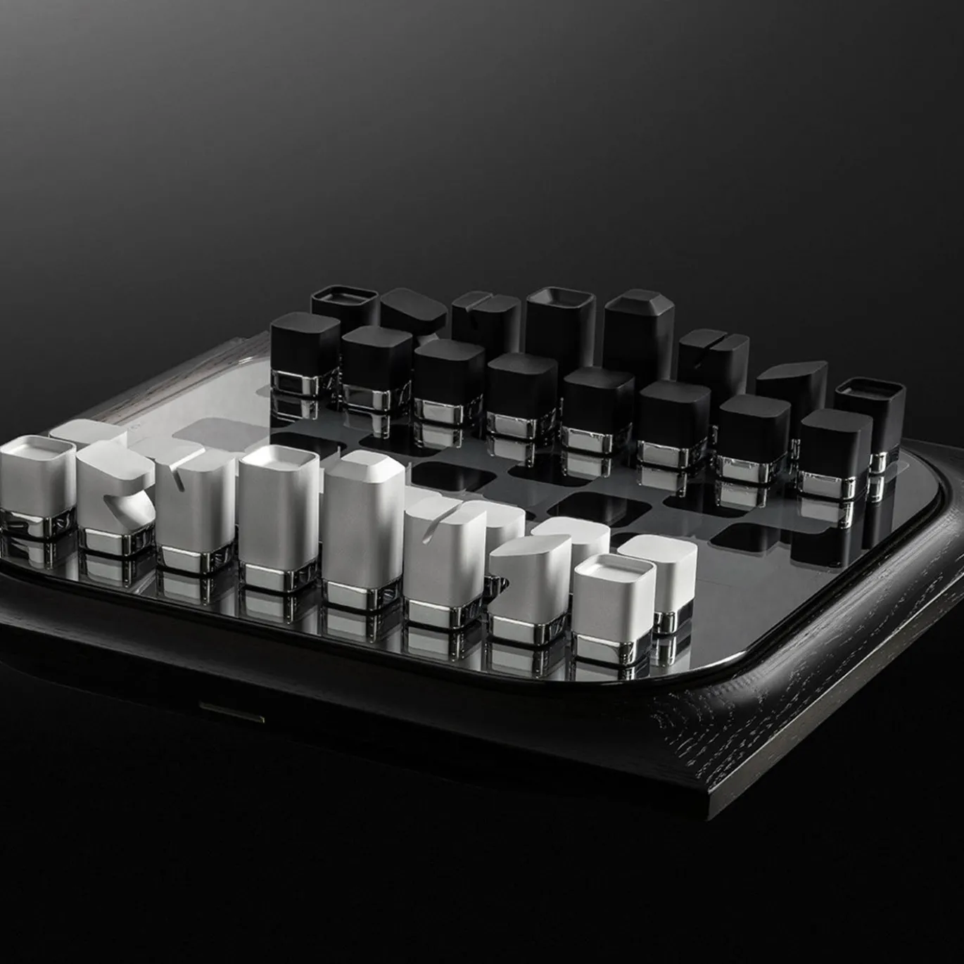 Set da Gioco Mossa per Scacchi e Dama in Rovere Nero