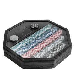 Set da gioco per poker in pelle nera