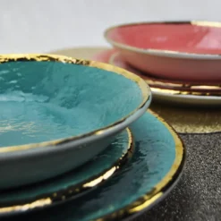 Set da pranzo Preta Oro Rosso Oro per 6