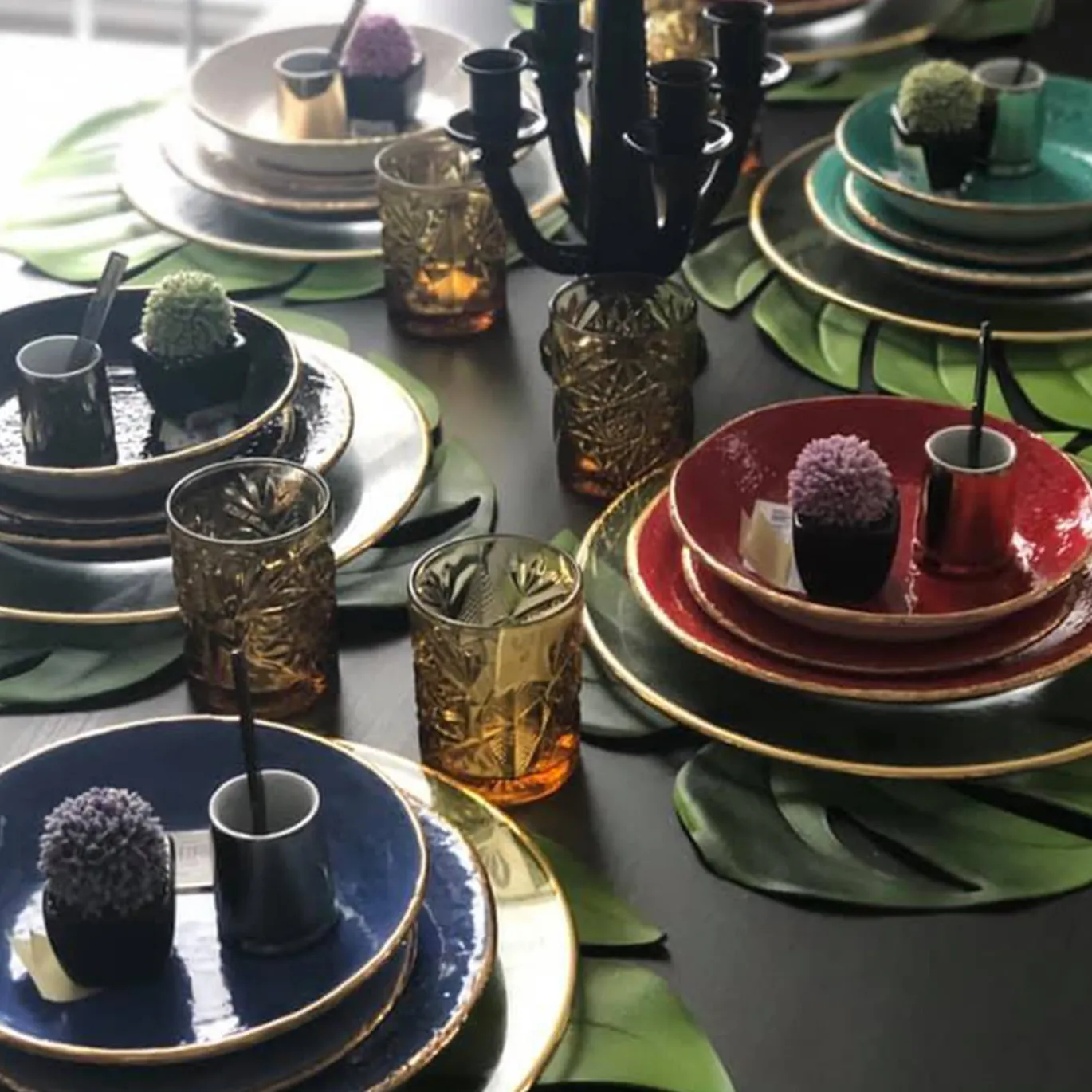 Set da pranzo Preta Oro Rosso Oro per 6
