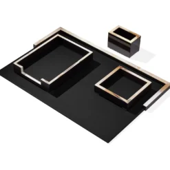 Set da scrivania Calipso nero in corno ed ebano