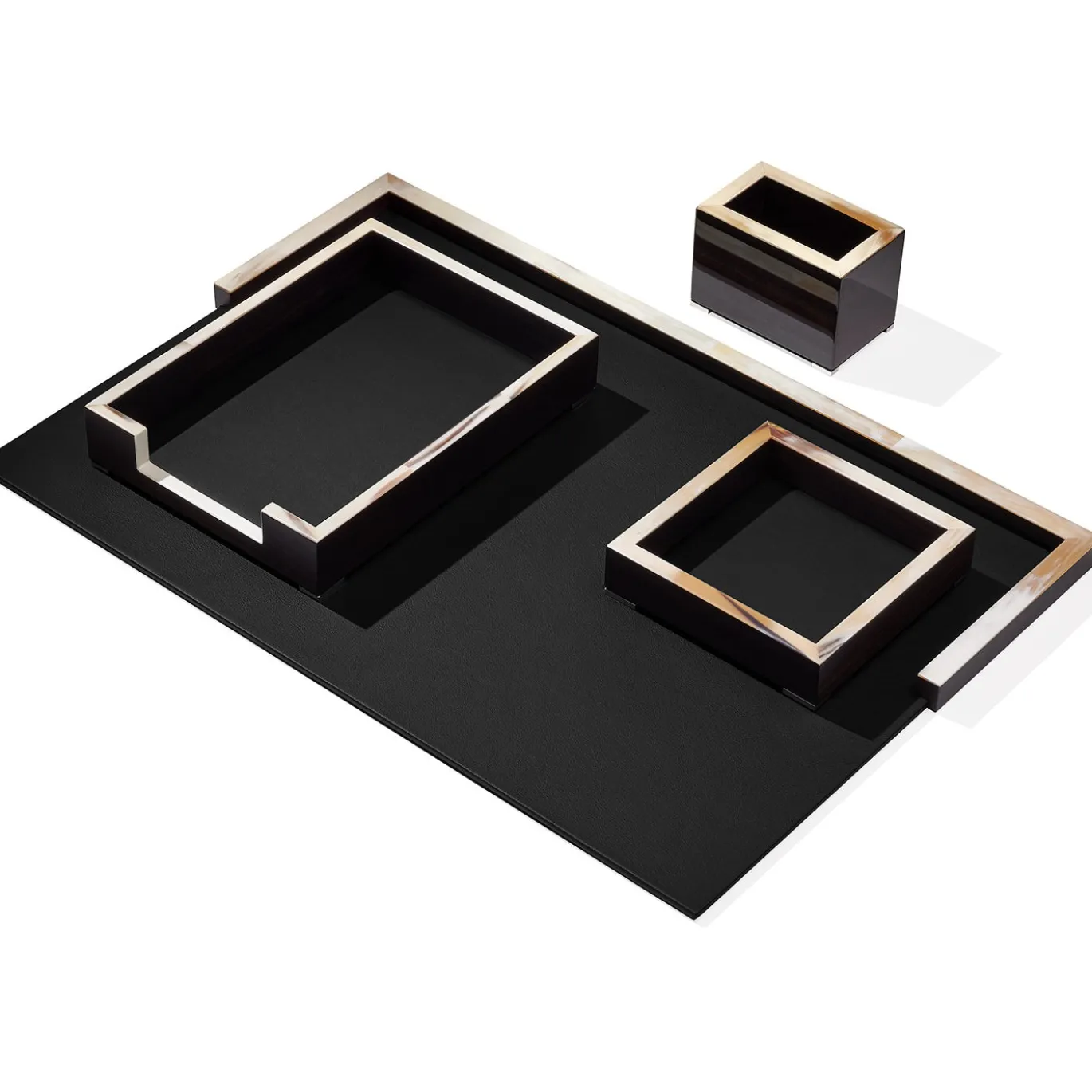 Set da scrivania Calipso nero in corno ed ebano