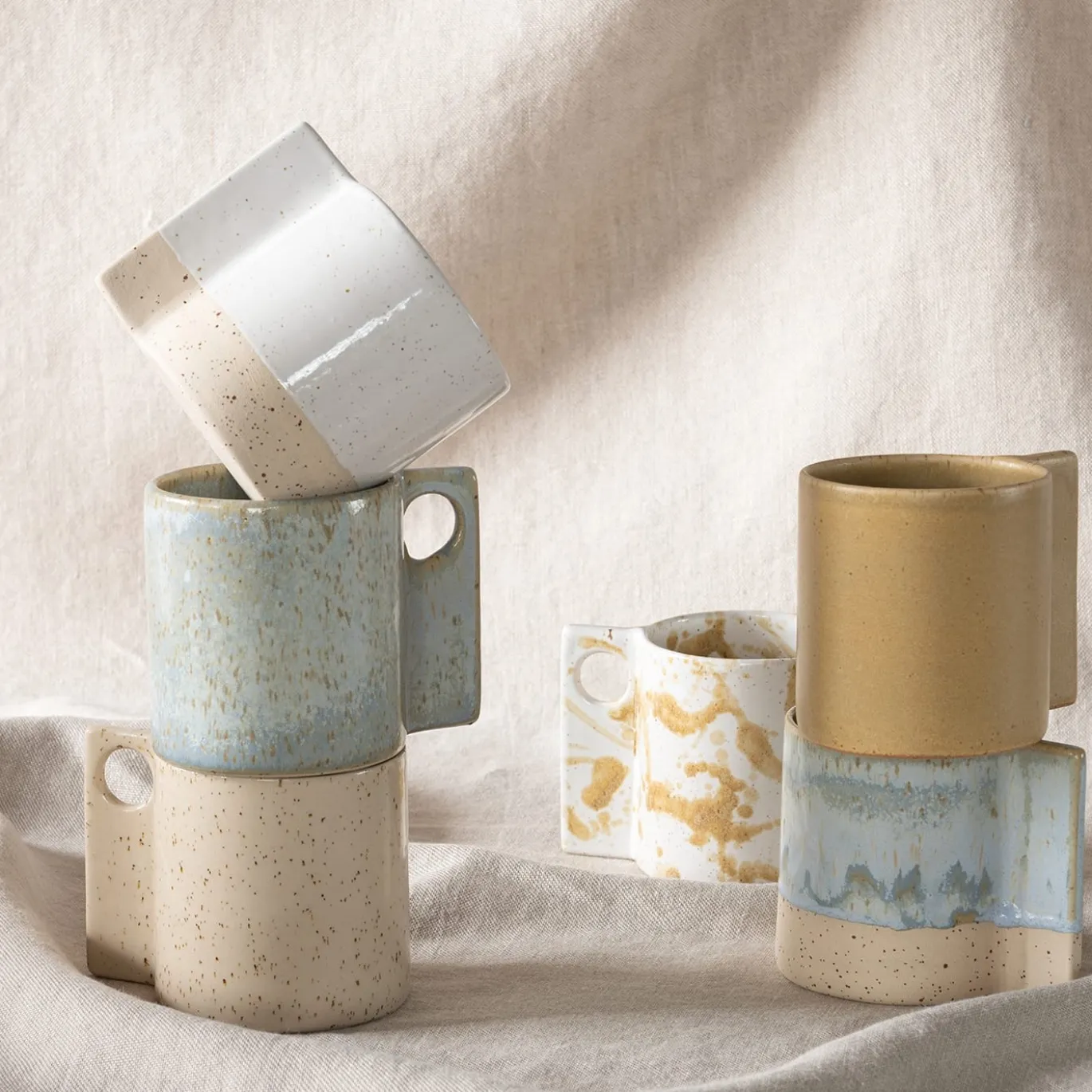 Set da 2 Solid Blue and White Glaze Powder