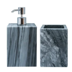 Set di 4 accessori da bagno in marmo grigio Bardiglio