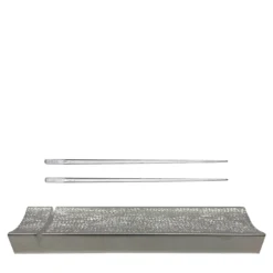 Set di 2 Bacchette Aria in Argento con Poggiabacchette New York