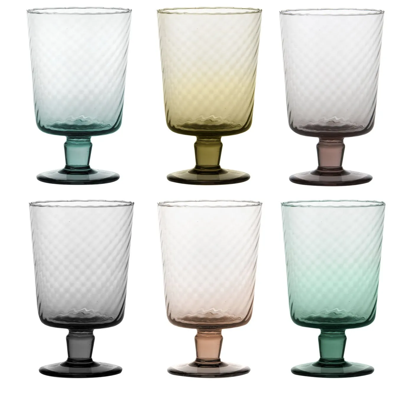 Set di 6 bicchieri a stelo Torsè Multicolor