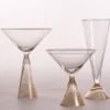 Set di 2 bicchieri Clessidra da Champagne con base in oro