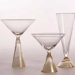 Set di 2 bicchieri Clessidra da Champagne con base in oro