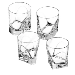 Set di 4 Bicchieri Conversazione Double Old Fashion di Enzo Mari