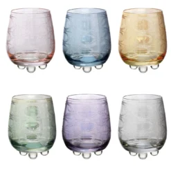 Set di 6 bicchieri da acqua a fantasia Perle Polychrome
