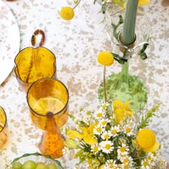 Set di 4 bicchieri da acqua a petali color ambra