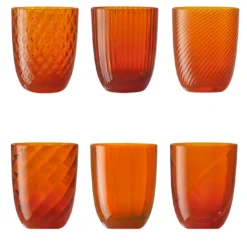 Set di 6 bicchieri da acqua assortiti Idra Orange