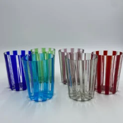 Set di 2 bicchieri da acqua blu chiaro a coste