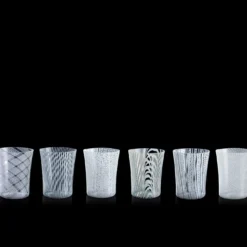 Set di 6 bicchieri da acqua Canova in filigrana bianca di Stefano Marcato