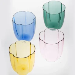 Set di 4 bicchieri da acqua con petali di tiglio