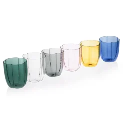 Set di 4 bicchieri da acqua con petali rosa