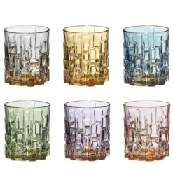 Set di 6 bicchieri da acqua quadrati stampati
