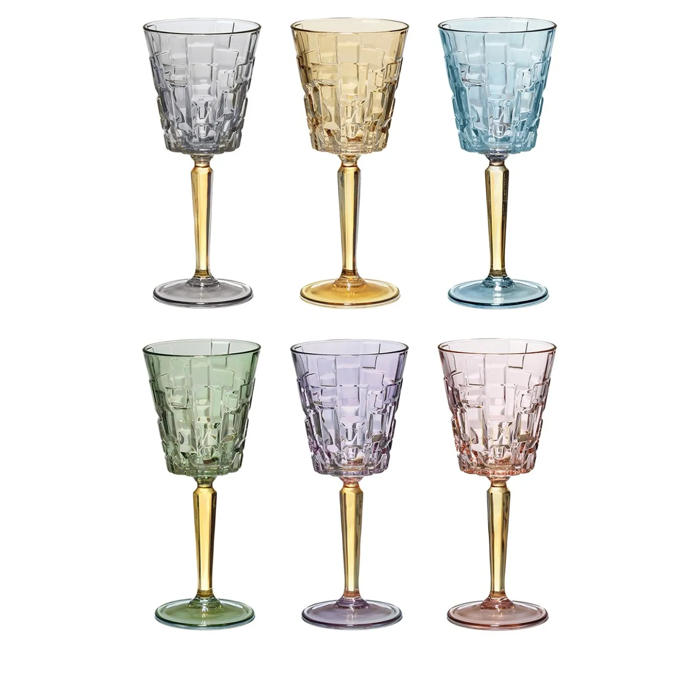 Set di 6 bicchieri da acqua quadrati stampati #2