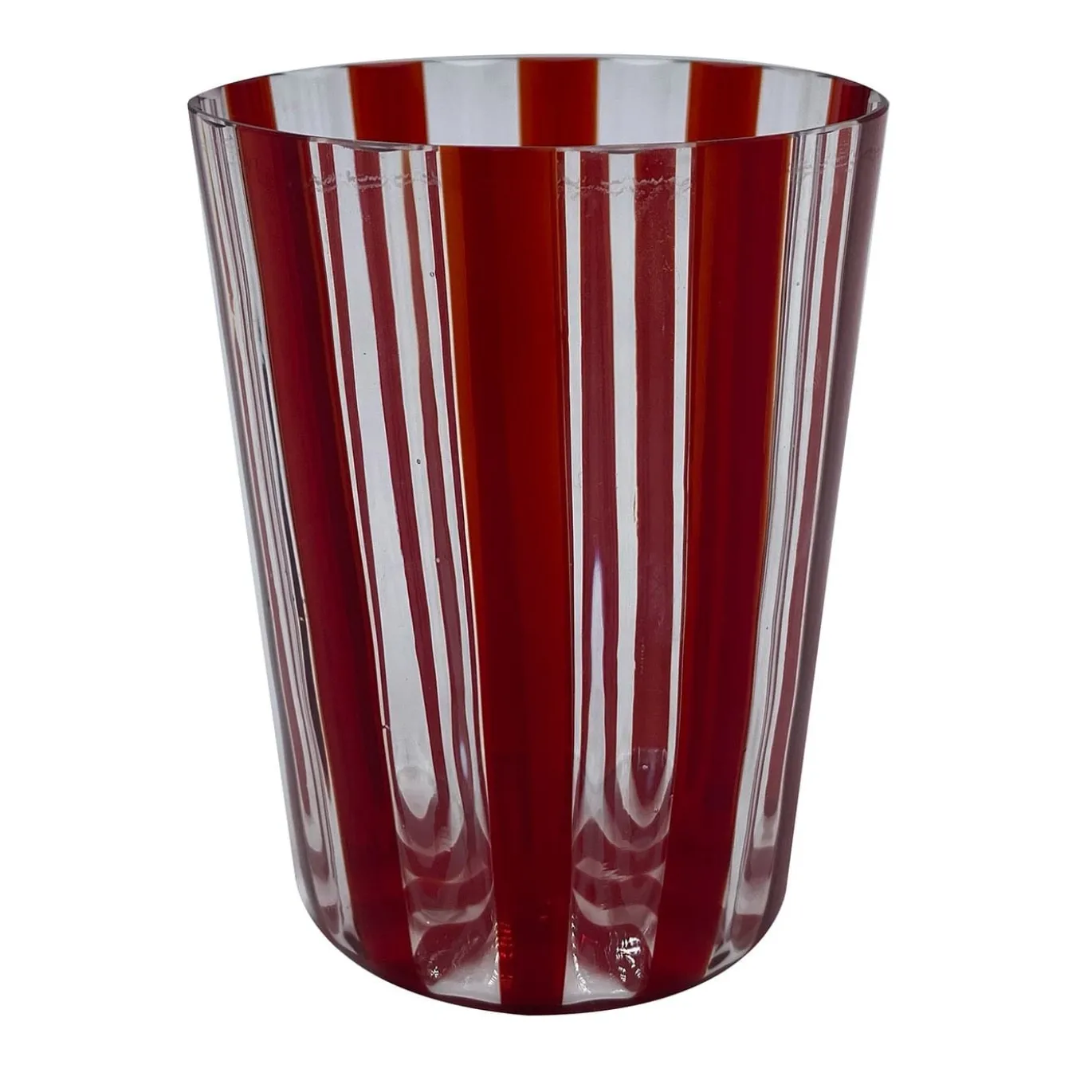 Set di 2 bicchieri da acqua rossi a coste