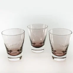 Set di 6 bicchieri da acqua viola con incisione a forma di gatto #2