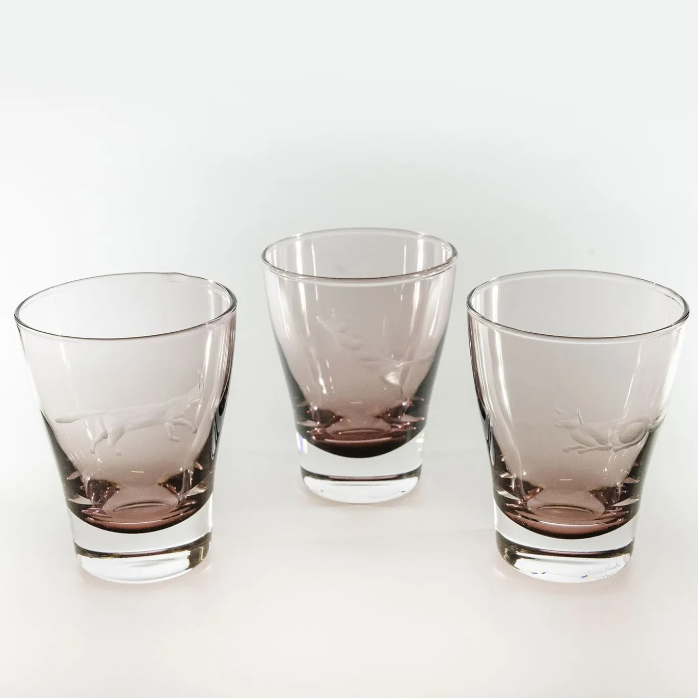 Set di 6 bicchieri da acqua viola con incisione a forma di gatto #2