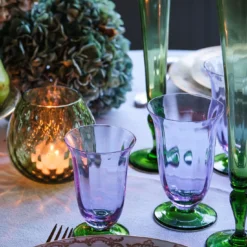 Set di 6 bicchieri d'acqua twisted in Pesco Verde e viola