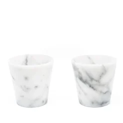 Set di 4 bicchieri da grappa in marmo bianco di Carrara