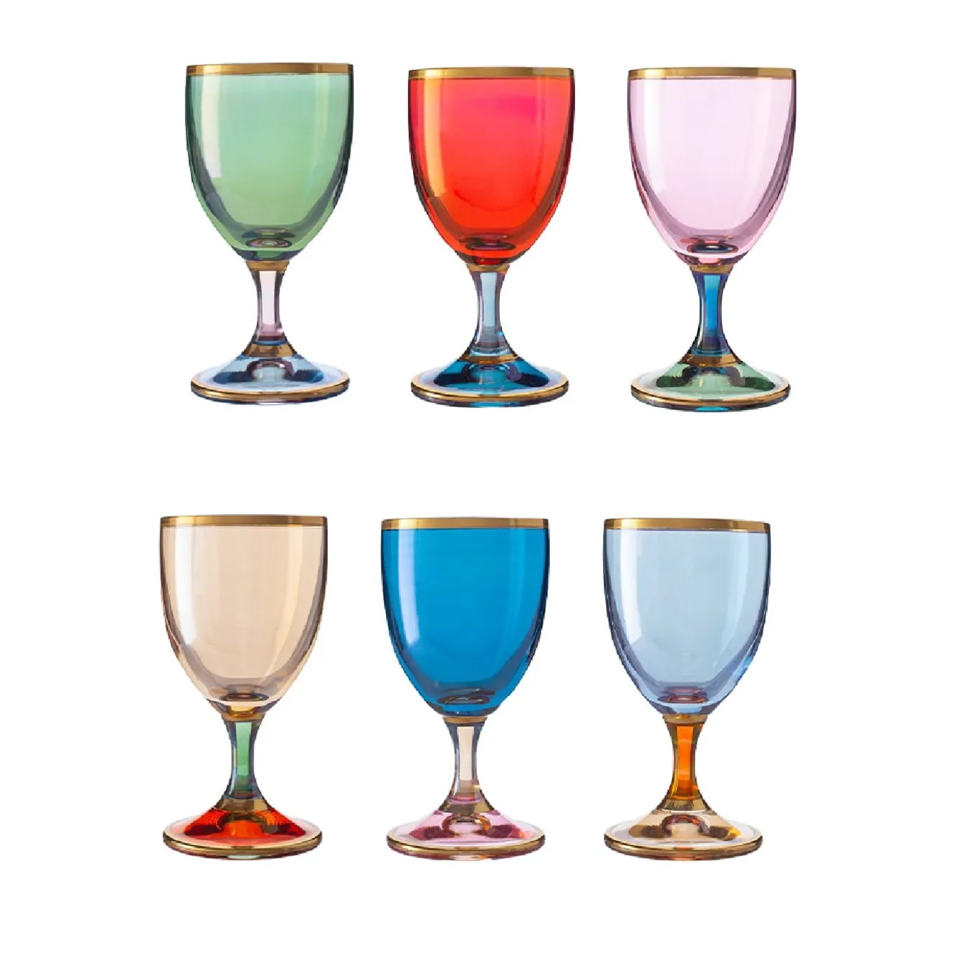 Set di 6 bicchieri da liquore policromi