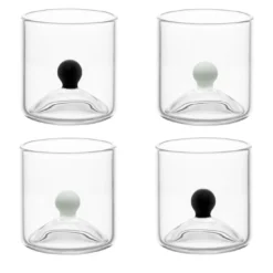 Set di 4 bicchieri da shot Las Chicas in bianco e nero