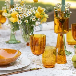 Set di 4 bicchieri da vino a petali color ambra