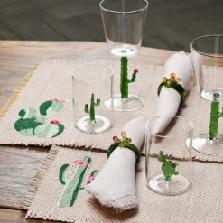 Set di 4 bicchieri da vino Cactus Mania in verde