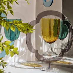Set di 4 bicchieri da vino con petali di tiglio