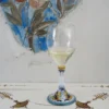 Set di 2 bicchieri da vino medi con fiori di Raffaellesco