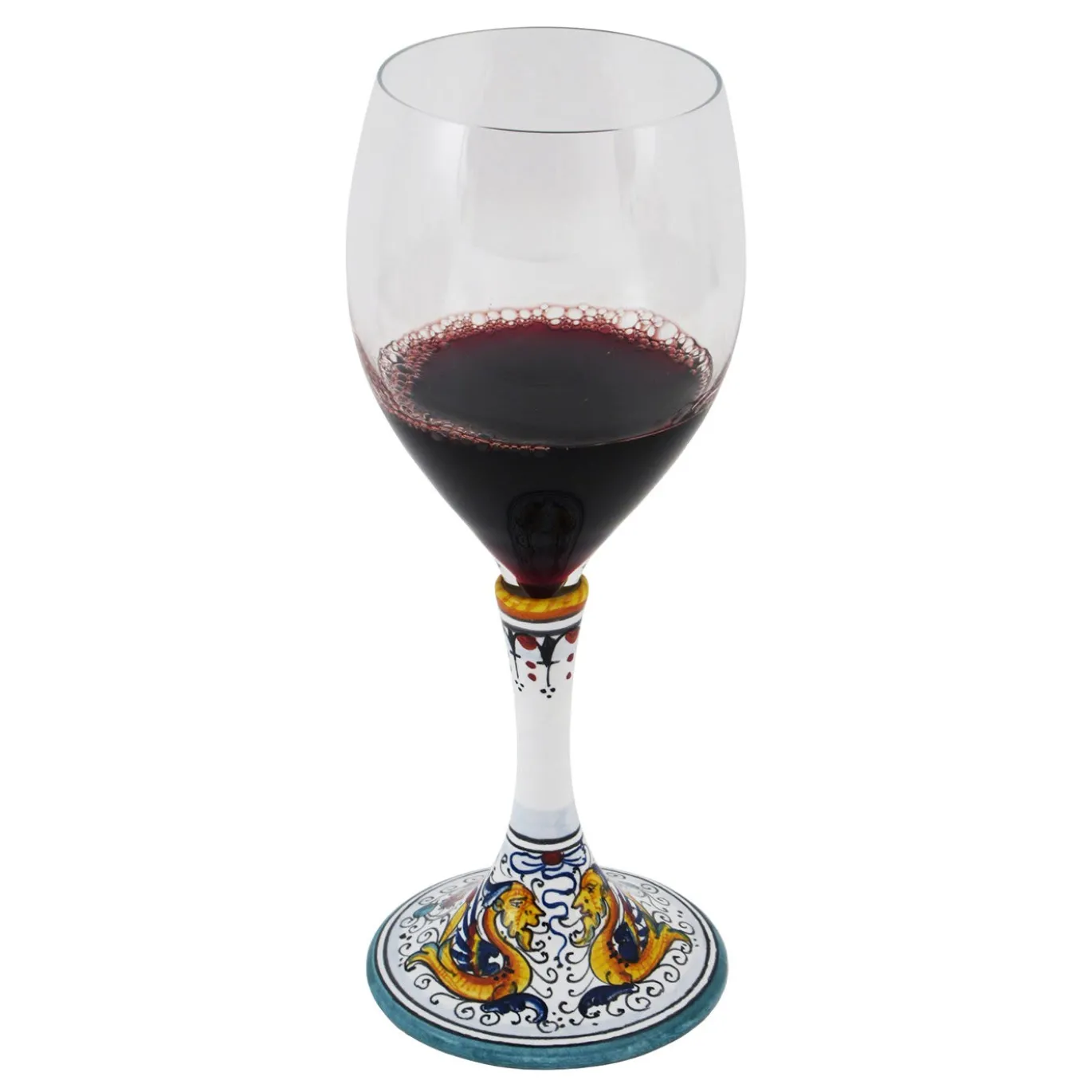Set di 2 bicchieri da vino medi con fiori di Raffaellesco
