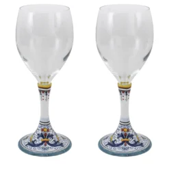 Set di 2 bicchieri da vino medi Ricco Deruta Floral