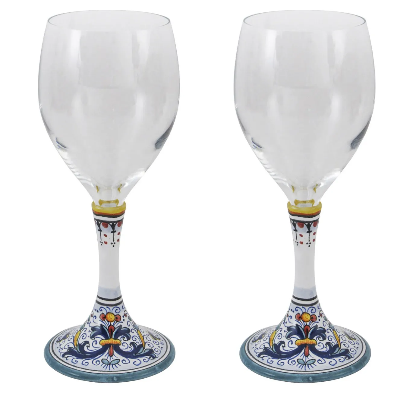 Set di 2 bicchieri da vino medi Ricco Deruta Floral