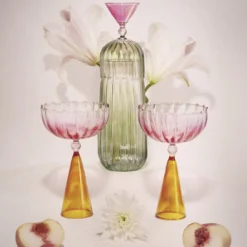 Set di 2 bicchieri da vino rosa Calypso e ambra