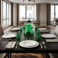 Set di 6 bicchieri e brocca Balloton verde