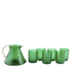 Set di 6 bicchieri e brocca Balloton verde