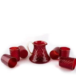 Set di 6 bicchieri e brocca Balloton rossa